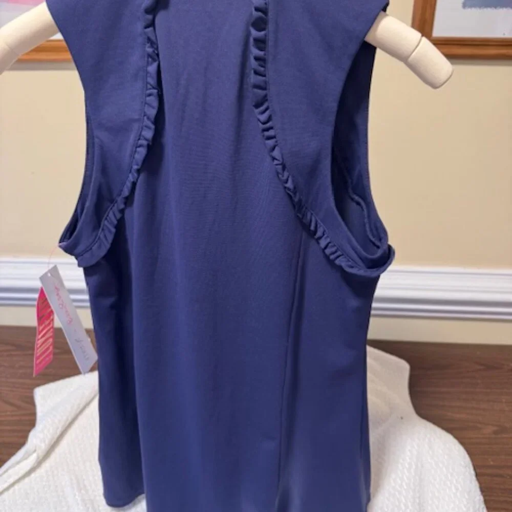 Lilly Pulitzer NWT Luxletic Martina Polo Top | UPF 50+ Navy Golf Ruffle Tank M - Picture 5 of 9